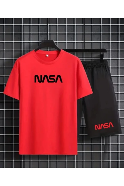 T-shırt şort takım nasa yazı baskılı ürün görseli 1