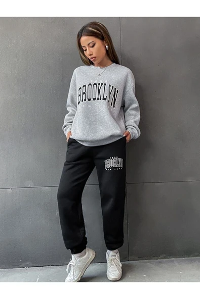 Bisiklet Yaka Oversize Kışlık Eşofman Takımı Unisex ürün görseli 1
