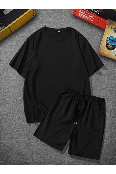 Siyah T-shirt Siyah Şort Takım ürün görseli 1