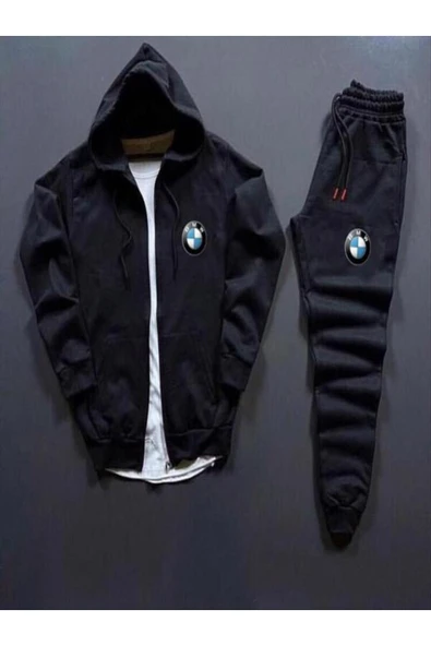 UNISEX BMW BASKILI KAPŞONLU ÇEKET EŞOFMAN ALTI KOMBİN 2 Lİ SET.. ürün görseli 1