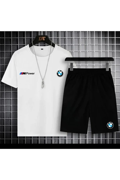 Yeni Sezon Mpower Baskılı Oversize Tshirt - Slim Fit Pamuklu Şort 2'li Takım ürün görseli 1