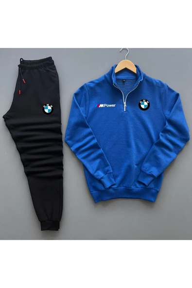 Unisex Bmw Baskılı Yarım Fermuarlı Sweatshirt Eşofman Altı Takım Bmw baskılı ürün görseli 1