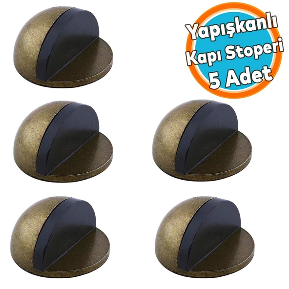 Kapı Stoperi Yarımay Eskitme Antik Sarı Tamponu Metal Kapı Altı Kolu Stopu Durdurucu Tutucu 5 Adet ürün görseli 1
