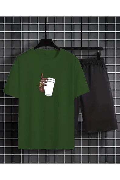 T-Shirt Şort Takım BARDAK BASKILI ürün görseli 1