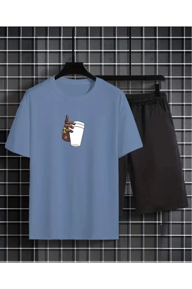 T-Shirt Şort Takım BARDAK BASKILI ürün görseli 1