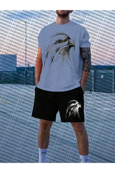 Unisex KARTAL Baskılı Oversize Şort T-shirt Takım ürün görseli 1