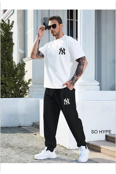 Oversize NY baskılı erkek eşofman takımı SOHYPE ürün görseli 1