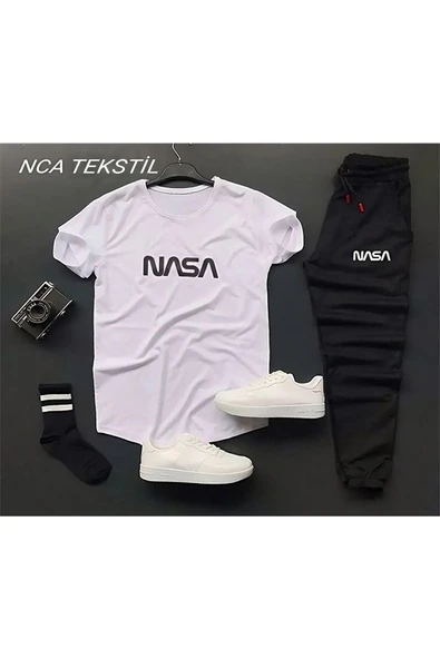 NASA Baskılı Original Ünisex Yazlık T-shirt ve Eşofman Altı 2 li Set Combin Takım ürün görseli 1