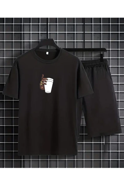 T-Shirt Şort Takım BARDAK BASKILI ürün görseli 1