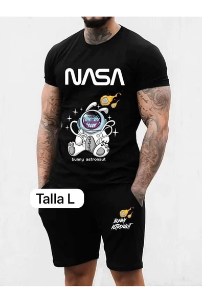 unısex nasa astronotu baskılı tişört şort takımı ürün görseli 1
