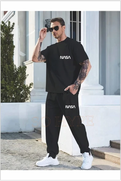 Oversize THE Happiest baskılı erkek eşofman takımı SOHYPE ürün görseli 1