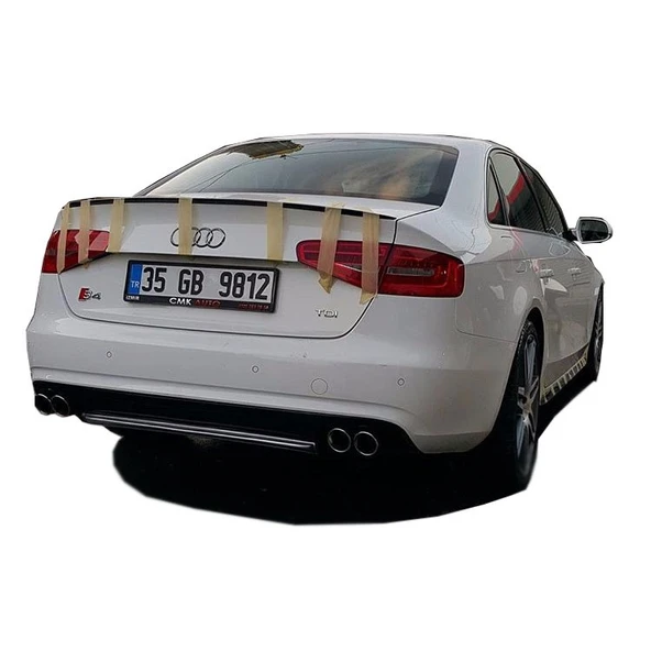 Audi A4 B8 Makyajlı 2012 - 2016 S4 Arka Tampon Eki - Difüzör (Plastik) ürün görseli 1