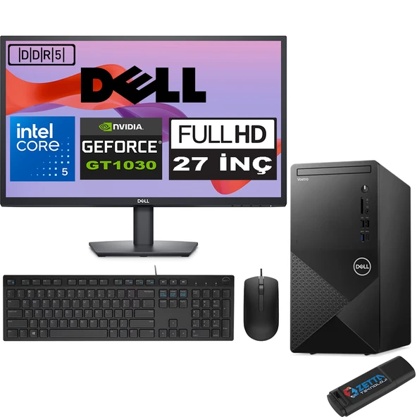Dell Vostro 3030 mt Intel Core I5 12400 32GB Ddr5 4tb SSD 27" Fhd Windows 11 Pro Nvidia GT1030-4GB Masaüstü Bilgisayar 27N3030I5GT1030P20 + Zetta USB Bellek ürün görseli 1