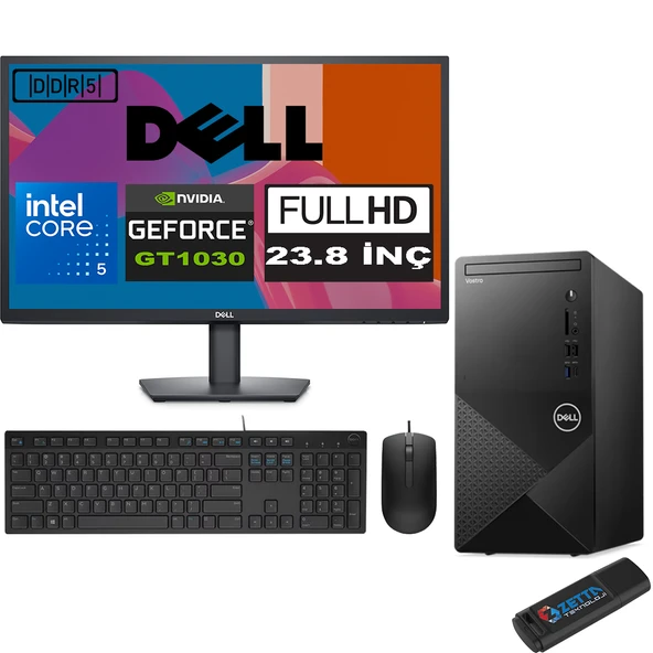 Dell Vostro 3030 mt Intel Core I5 12400 96GB Ddr5 512GB SSD 23.8" Fhd Windows 11 Home Nvidia GT1030-4GB Masaüstü Bilgisayar 23N3030I5GT1030H02 + Zetta USB Bellek ürün görseli 1