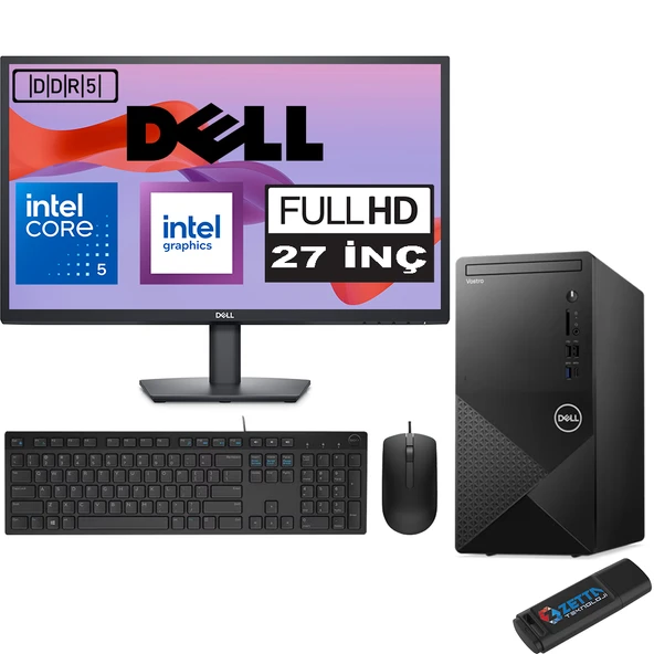 Dell Vostro 3030 mt Intel Core I5 12400 96GB Ddr5 256GB SSD 27" Fhd Ubuntu Intel® UHD Graphics 730 Masaüstü Bilgisayar 27N3030I5EMEAU01 + Zetta USB Bellek ürün görseli 1
