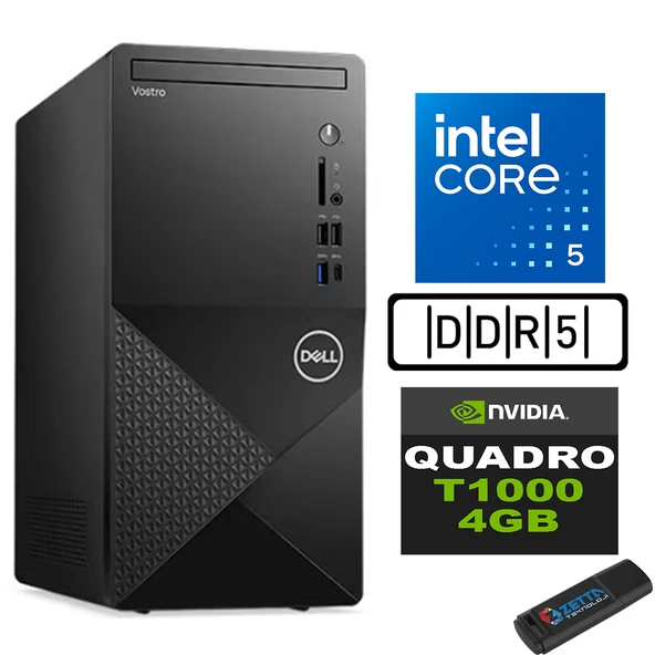 Dell Vostro 3030 mt Intel Core I5 12400 96GB Ddr5 512GB SSD Ubuntu Quadro T1000-4GB Masaüstü Bilgisayar N3030I5T1000U02 + Zetta USB Bellek ürün görseli 1
