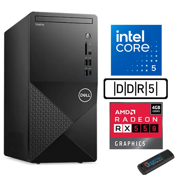 Dell Vostro 3030 mt Intel Core I5 12400 96GB Ddr5 2tb SSD Windows 11 Home Amd RX550-4GB Masaüstü Bilgisayar N3030I5RX550H04 + Zetta USB Bellek ürün görseli 1