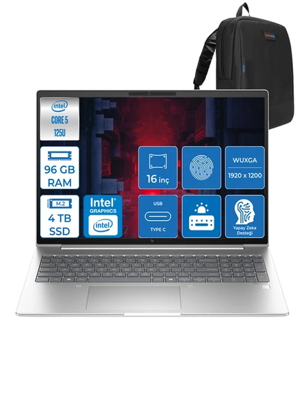 Elitebook 660 G11 Ultra5 125U 96GB Ddr5 4tb SSD 16"' Fhd Wuxga Windows 11 Home Taşınabilir Bilgisayar H9C005EAH27 + Zettaçanta ürün görseli 1