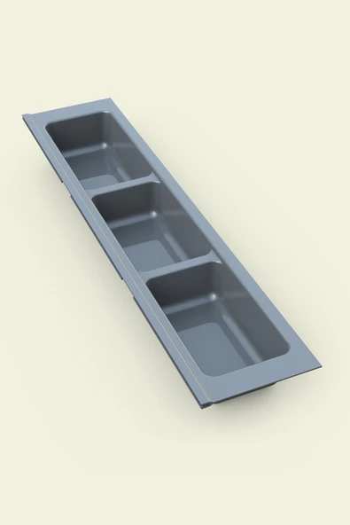 Mutfak Çekmece Içi Kaşıklık, Antrasit Üç Bölmeli Modül 11Cm X 48Cm ürün görseli 1