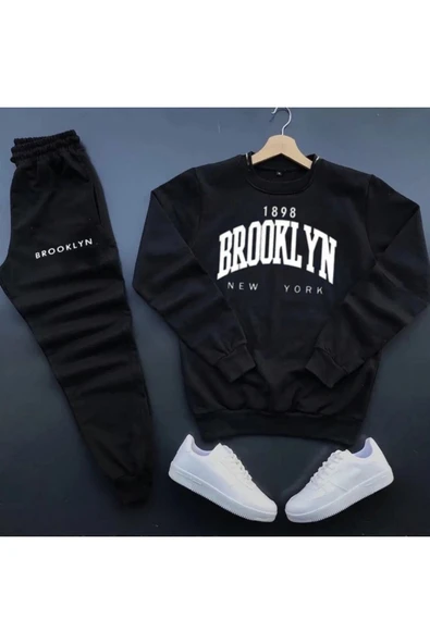 Eşofman Takımı Unisex Jr Baskılı Sweatshirt-Pamuklu Kışlık Eşofman Takımı 2'li Set Takım ürün görseli 1