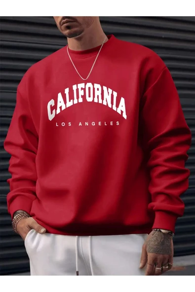 Sweatshirt California Baskılı Şardonlu ve Pamuklu yumuşak kalın ürün ürün görseli 1