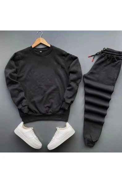 Eşofman Takımı Unisex NB Baskılı Sweatshirt-Pamuklu Kışlık Eşofman Takımı 2'li Set Takım ürün görseli 1