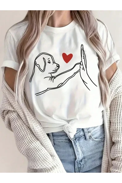 SEVİMLİ KÖPEK Baskılı Original Pamuklu Ünisex Yazlık T-shirt ürün görseli 1