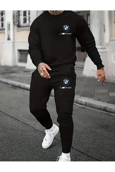 Eşofman Takımı Bmw Baskılı Ünisex Kışlık Kalın Sweatshirt ve Eşofman Altı 2 li Set Combin Takım ürün görseli 1