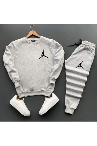 Eşofman Takımı Unisex NB Baskılı Sweatshirt-Pamuklu Kışlık Eşofman Takımı 2'li Set Takım ürün görseli 1