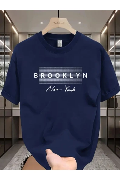 Brooklyn NY imza tasarım Baskılı özel Unisex Tshirt ürün görseli 1