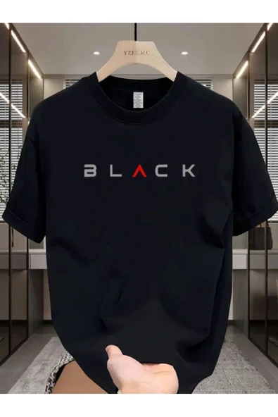 BLACK Baskılı özel tasarım Unisex Tshirt ürün görseli 1