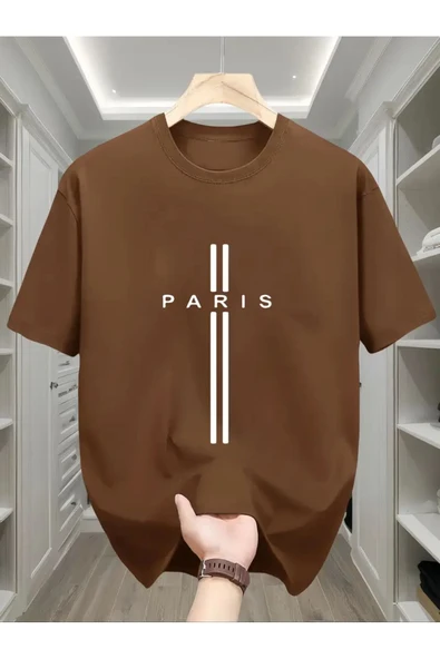 Paris dik çizgi Baskılı özel tasarım Unisex Tshirt ürün görseli 1