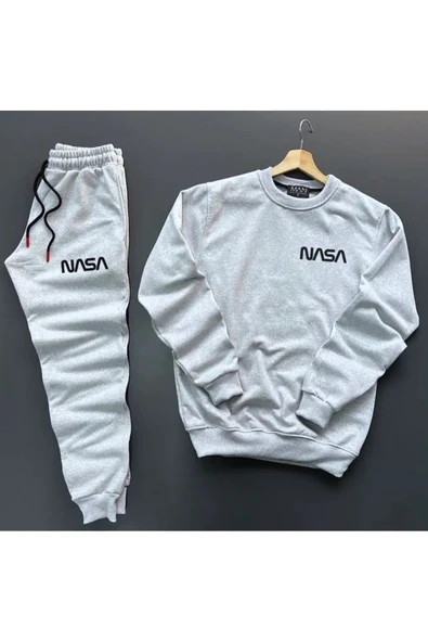 Nasa Baskılı Original Ünisex Kışlık Sweatshirt ve Eşofman Altı 2 li Set Combin Takım ürün görseli 1