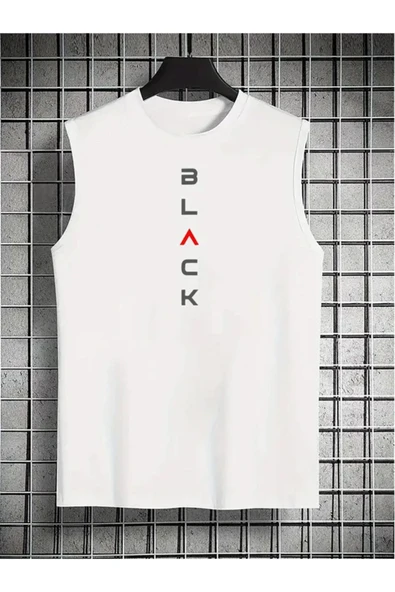 Black tasarım Baskılı özel Unisex Kolsuz  Tshirt ürün görseli 1