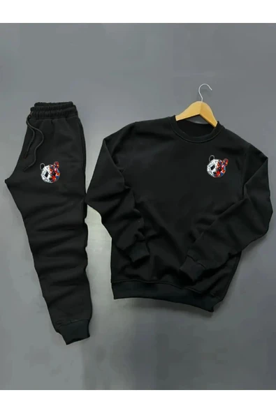 Panda Baskılı Original Ünisex Kışlık Sweatshirt ve Eşofman Altı 2 li Set Combin Takım ürün görseli 1