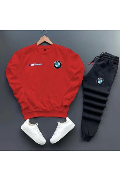 BMW Baskılı Original Ünisex Kışlık Sweatshirt ve Eşofman Altı 2 li Set Combin Takım ürün görseli 1