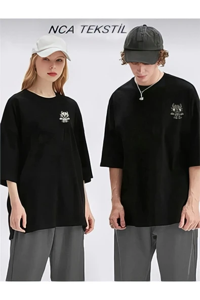 Sevgili Combin Baykuş Baskılı Original Ünisex Yazlık T-shirt 2 li Set Takım ürün görseli 1