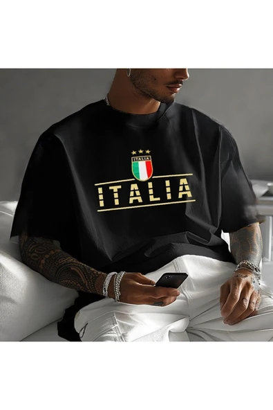 İTALYA Gögüs tasarım Baskılı özel Unisex Tshirt ürün görseli 1