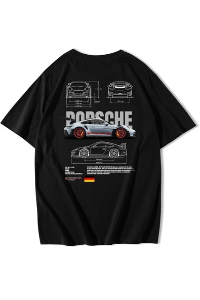 911 GT3 RS Baskılı özel tasarım Unisex Tshirt ürün görseli 1
