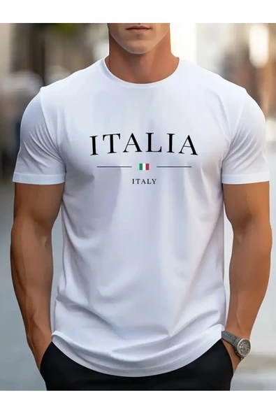 İTALY Çizgili Baskılı Oversize Tshirt ürün görseli 1