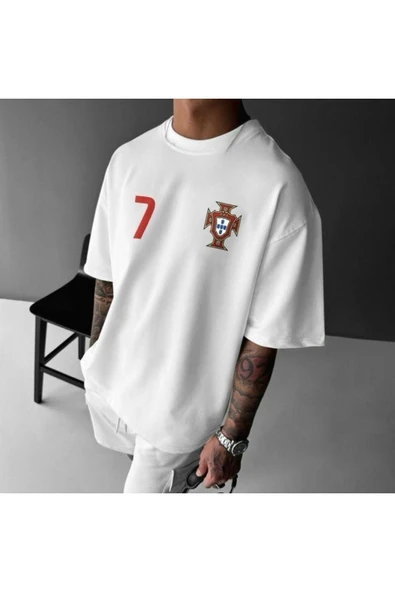 CR7 Portekiz tasarım Baskılı özel Unisex Tshirt ürün görseli 1