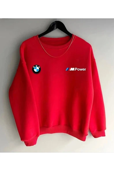 BMW Baskılı Original Ünisex kışlık Sweatshirt Kırmızı ürün görseli 1