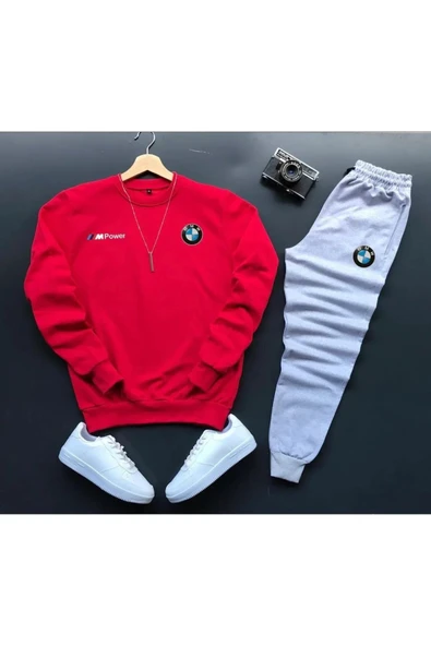 BMW Baskılı Original Ünisex Kışlık Sweatshirt ve Eşofman Altı 2 li Set Combin Takım ürün görseli 1
