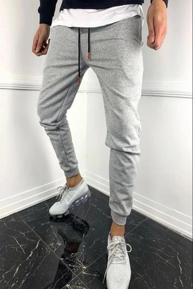 Unisex Baskısız Kışlık Eşofman altı Gri Pamuklu ve Şardonlu ürün görseli 1