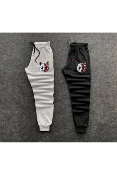 Panda Baskılı Original Unisex Kışlık Eşofman Altı 2 li Set Combin Takım ürün görseli 1