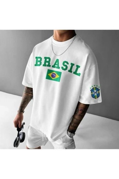 Brezilya milli takım tasarım Baskılı özel Unisex Tshirt ürün görseli 1