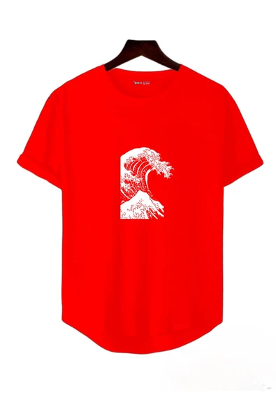 Dalga Baskılı Original Ünisex Yazlık T-shirt ürün görseli 1