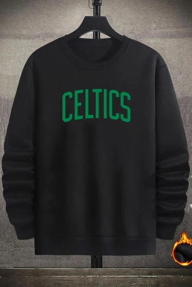 Unisex Celtics Baskılı Bisiklet Yaka Oversize Sweatshirt ürün görseli 1