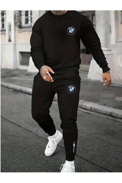 Eşofman Takımı Bmw Baskılı Ünisex Kışlık Kalın Sweatshirt ve Eşofman Altı 2 li Set Combin Takım ürün görseli 1