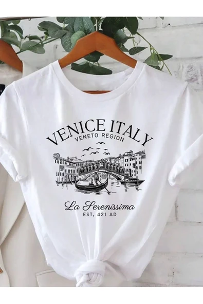 Venice İtaly Baskılı Oversize Tshirt ürün görseli 1
